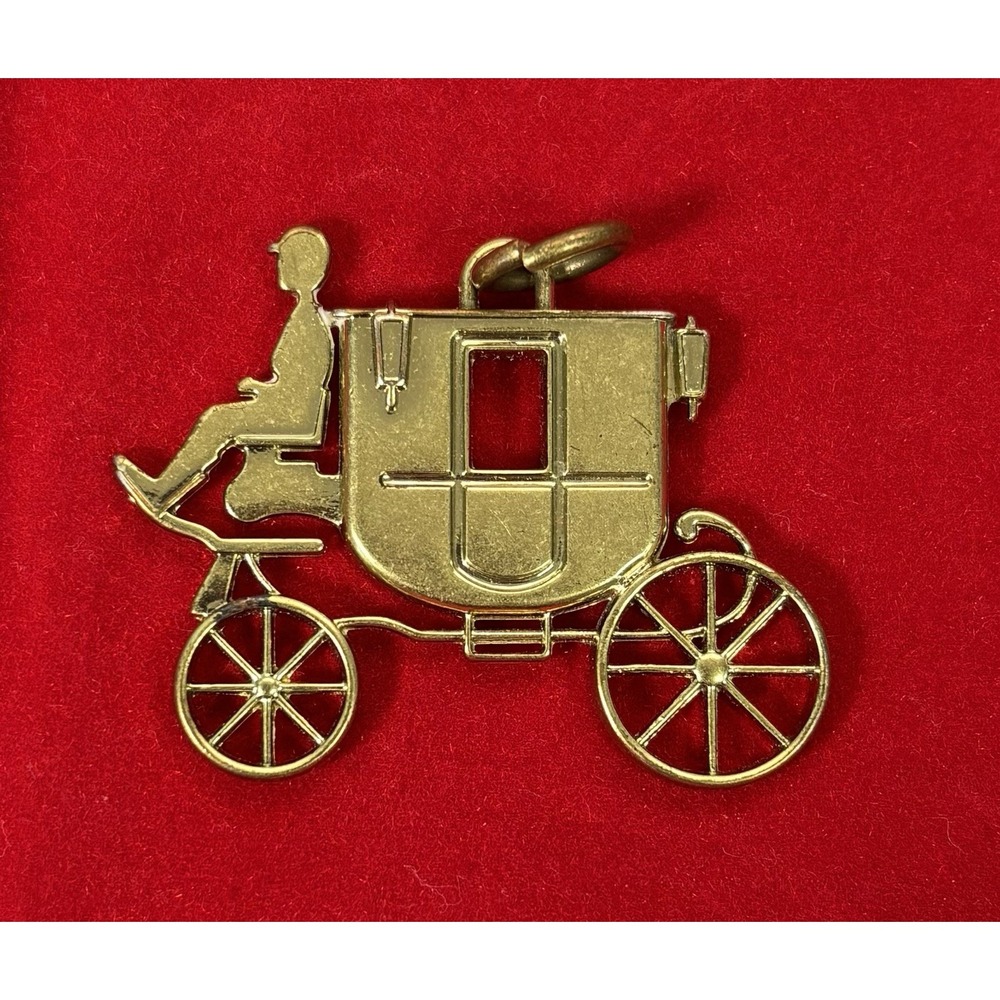Gold Tone Coach Stagecoach Carriage Hangtag Bag Charm